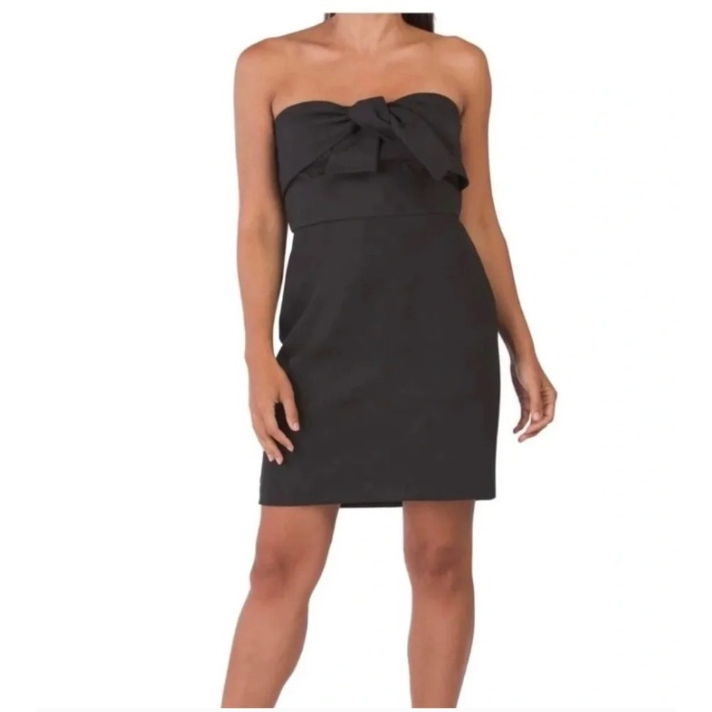 Sam Edelman Bow Mini Dress‎ Size 6 Black Strapless Sheath NEW Cocktail LBD Party